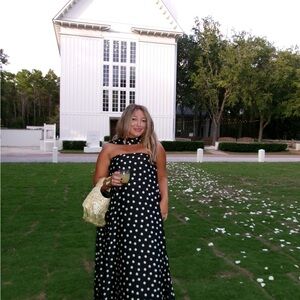Show Me Your MuMu Black Strapless Polka Dot Maxi Dress
